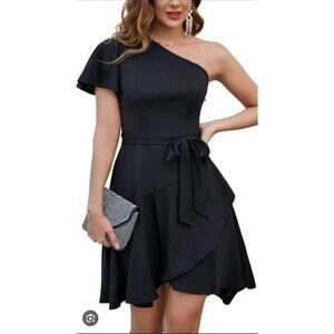 Grace Karin Women's One Shoulder Cocktail Dress Sz‎ M Black Tie Special Occasion